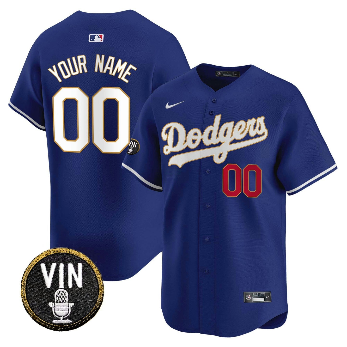 Camisa MLB Vin Scully Patch Dourada Trim Vapor Premier Limited Jersey