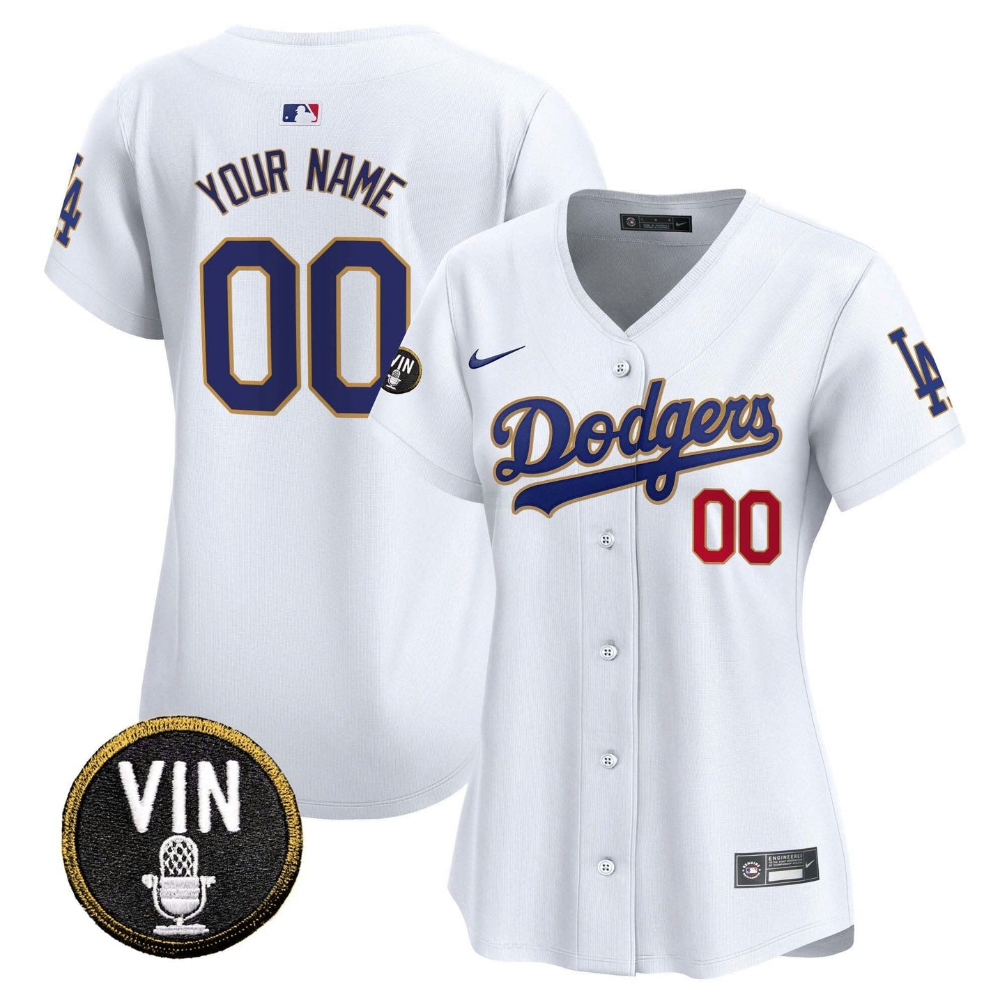 Camisa MLB Vin Scully Patch Dourada Trim Vapor Premier Limited Jersey