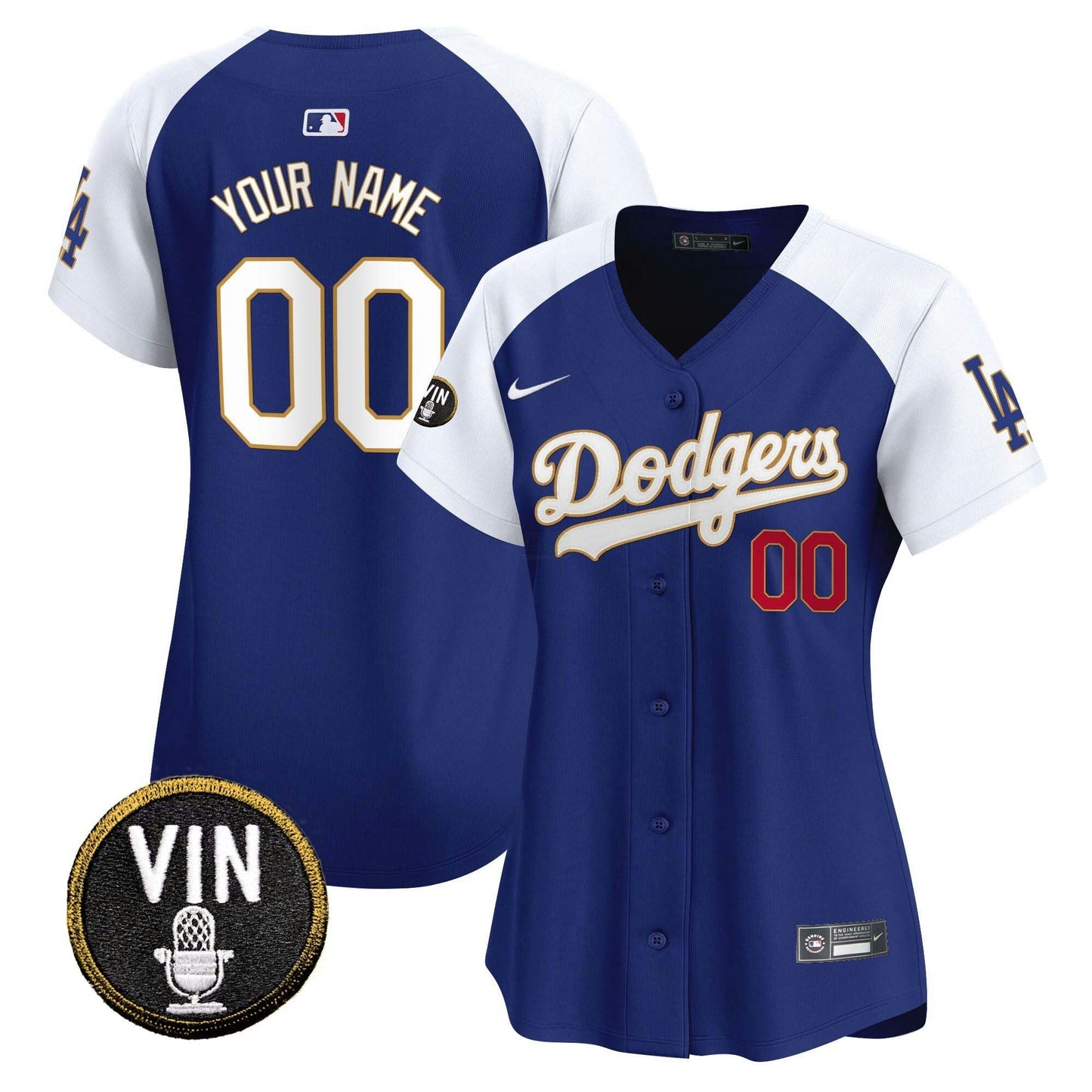 Camisa MLB Vin Scully Patch Dourada Trim Vapor Premier Limited Jersey