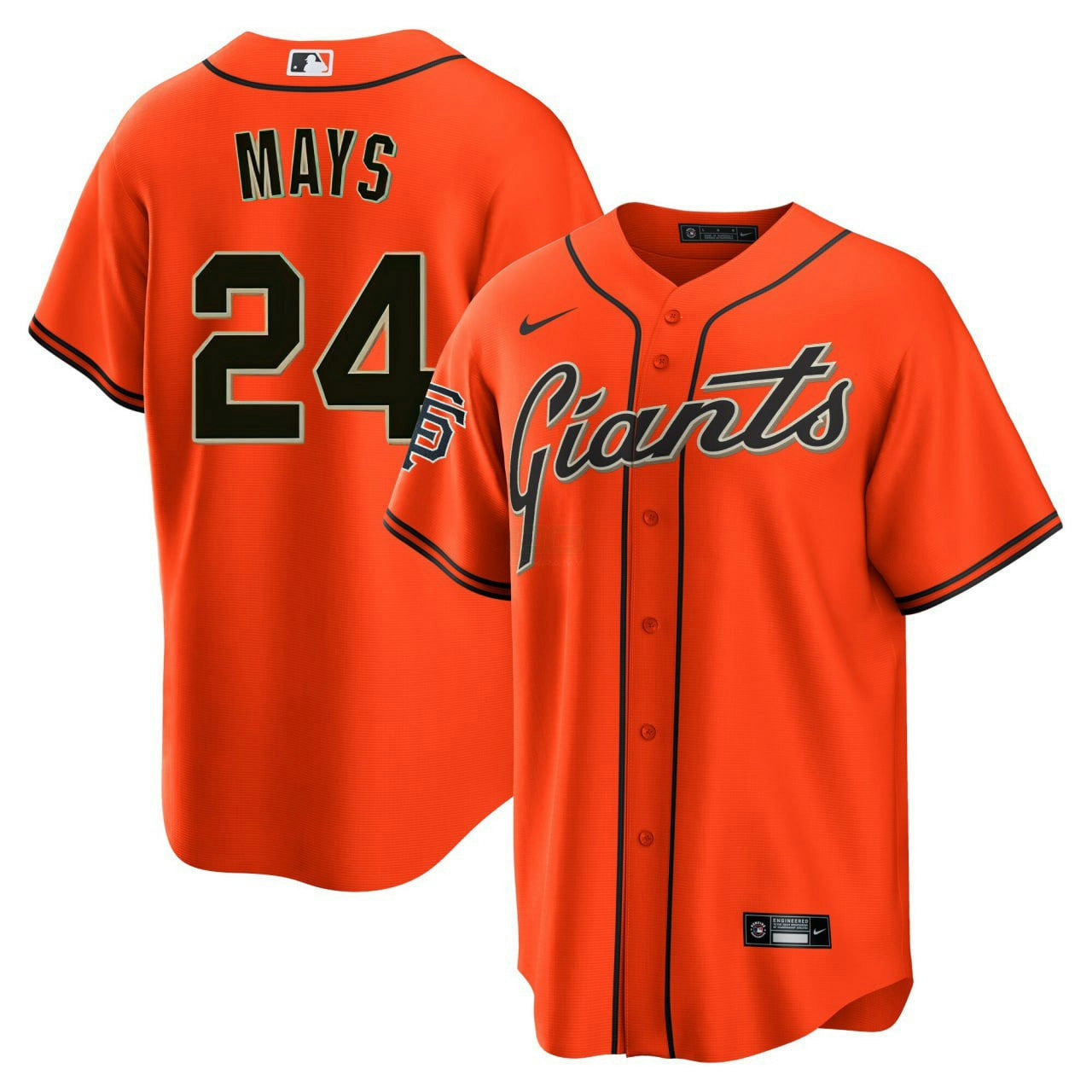 Camisa MLB Willie Mays Orange Cool Base Jersey - Laranja