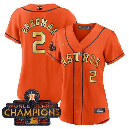 Camisa MLB Women’s 2023 Champions Laranja Dourada Jersey - Laranja Dourada