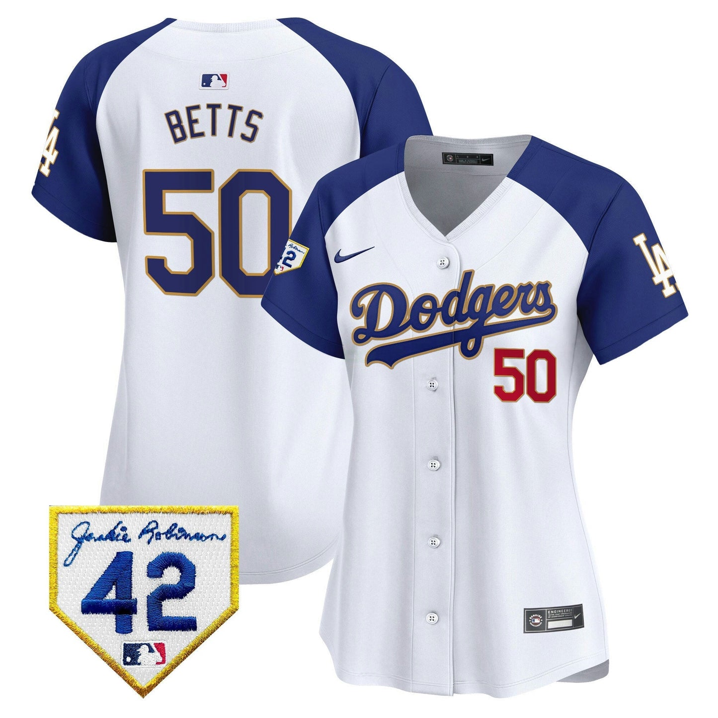 Camisa MLB Los Angeles Dodgers Women’s 2024 Jackie Robinson Patch Vapor Premier Limited Jersey