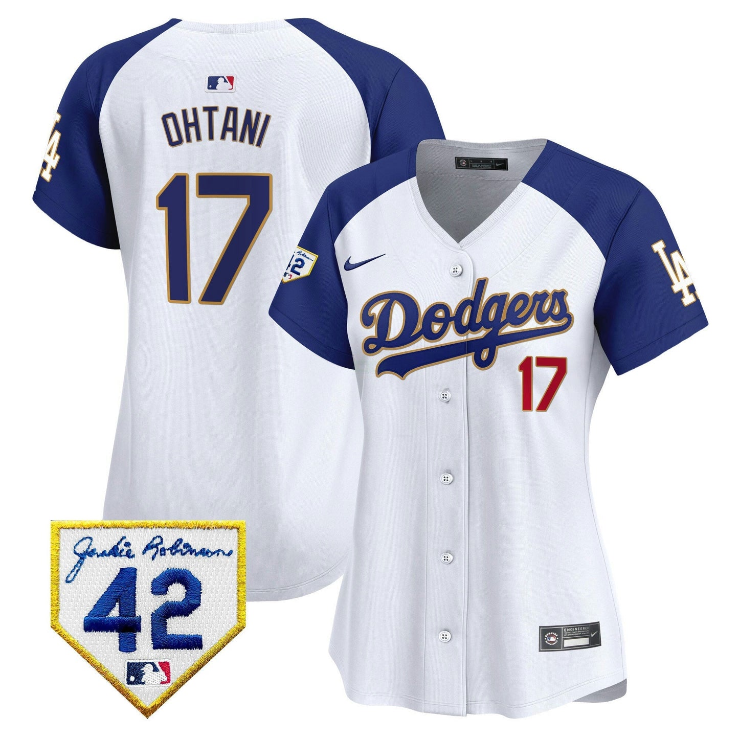 Camisa MLB Los Angeles Dodgers Women’s 2024 Jackie Robinson Patch Vapor Premier Limited Jersey
