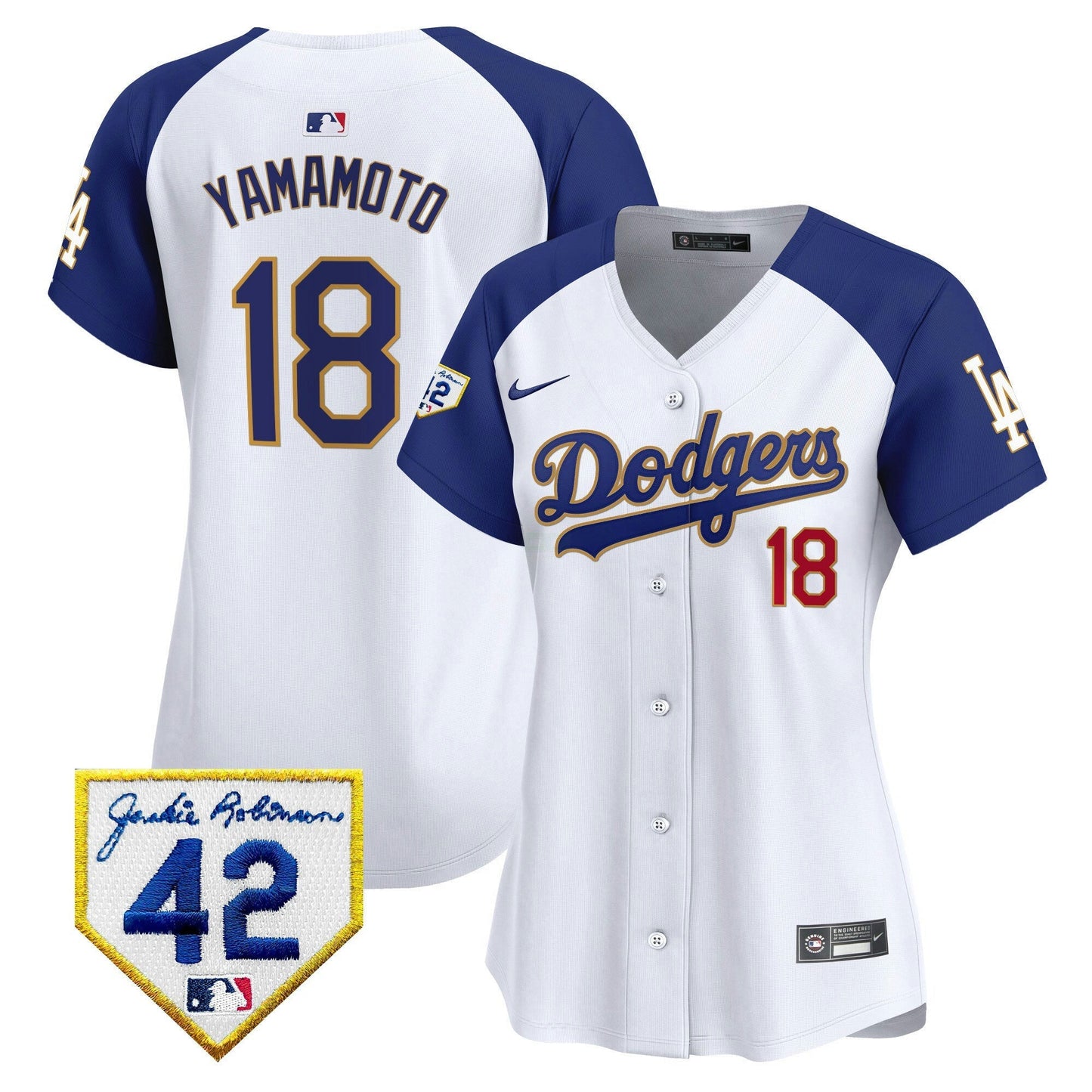Camisa MLB Los Angeles Dodgers Women’s 2024 Jackie Robinson Patch Vapor Premier Limited Jersey