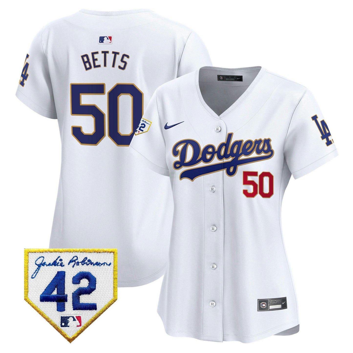 Camisa MLB Los Angeles Dodgers Women’s 2024 Jackie Robinson Patch Vapor Premier Limited Jersey