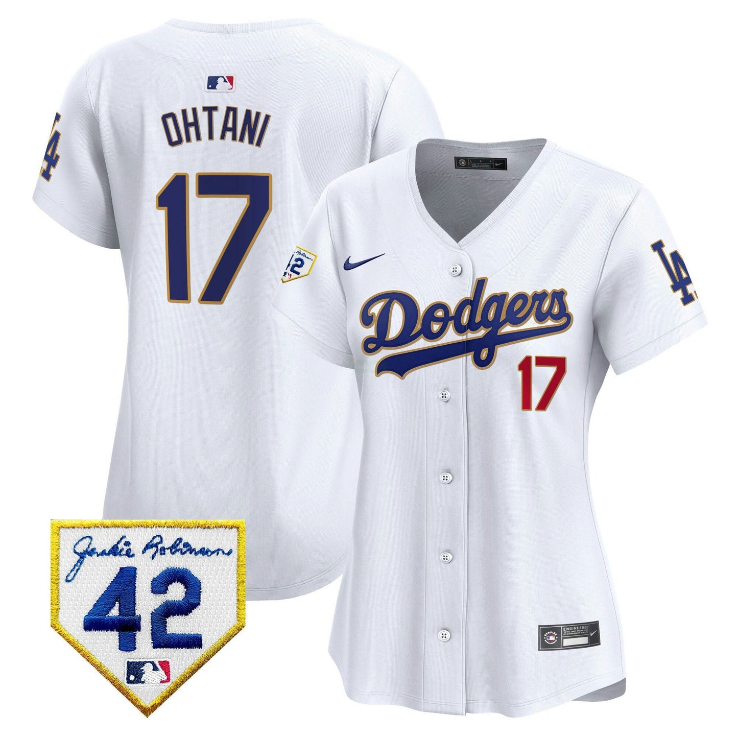 Camisa MLB Los Angeles Dodgers Women’s 2024 Jackie Robinson Patch Vapor Premier Limited Jersey