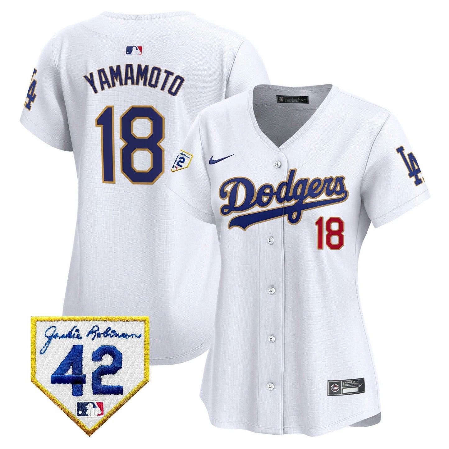 Camisa MLB Los Angeles Dodgers Women’s 2024 Jackie Robinson Patch Vapor Premier Limited Jersey