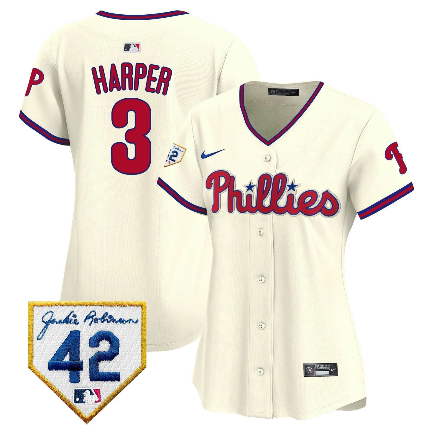 Camisa MLB Philadelphia Phillies Women’s 2024 Jackie Robinson Patch Vapor Premier Limited Jersey