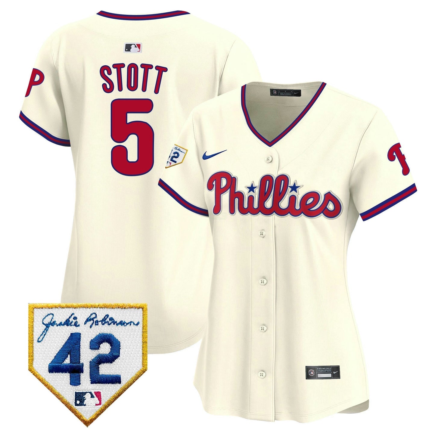 Camisa MLB Philadelphia Phillies Women’s 2024 Jackie Robinson Patch Vapor Premier Limited Jersey