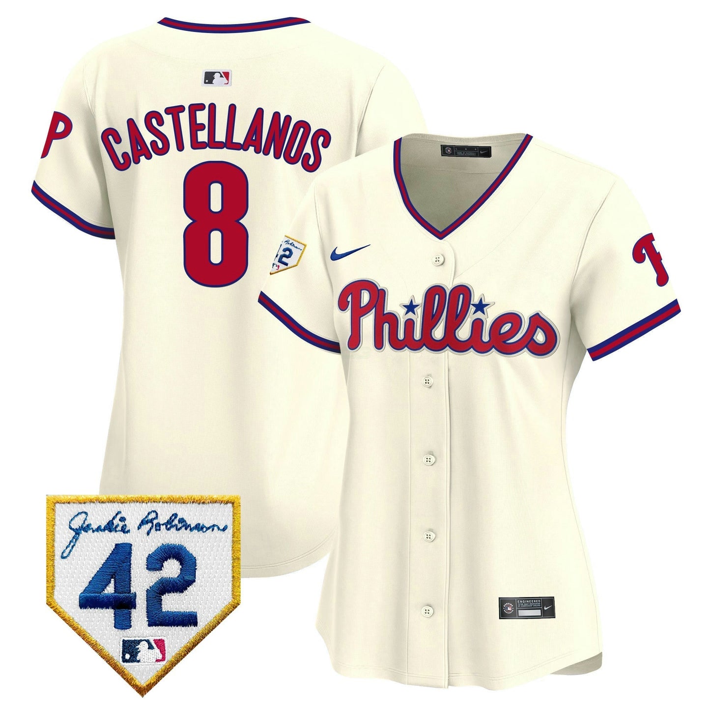 Camisa MLB Philadelphia Phillies Women’s 2024 Jackie Robinson Patch Vapor Premier Limited Jersey