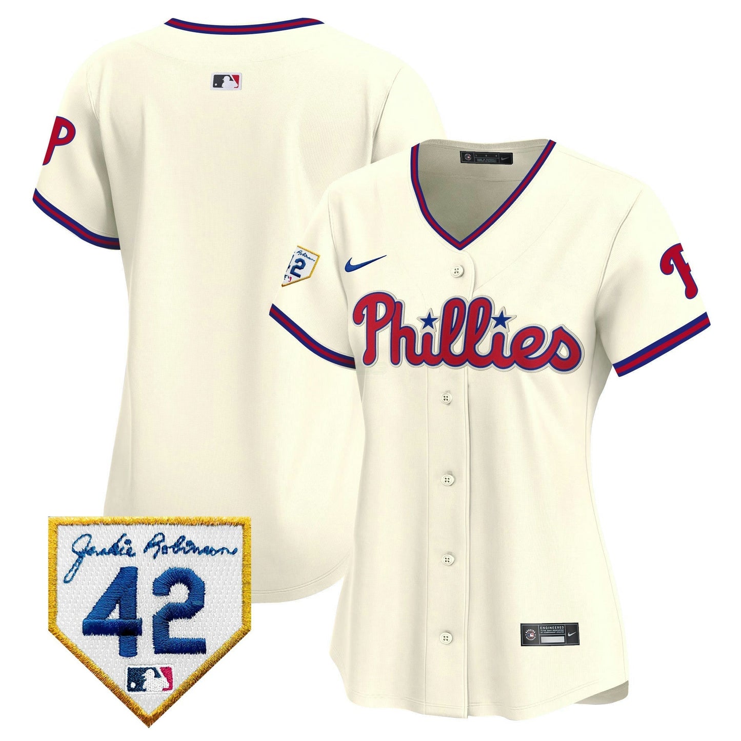 Camisa MLB Philadelphia Phillies Women’s 2024 Jackie Robinson Patch Vapor Premier Limited Jersey