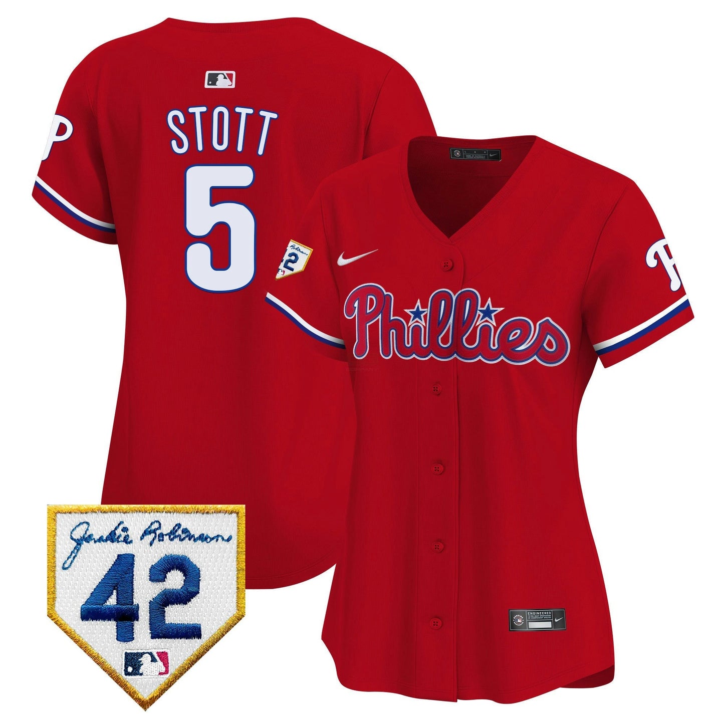 Camisa MLB Philadelphia Phillies Women’s 2024 Jackie Robinson Patch Vapor Premier Limited Jersey