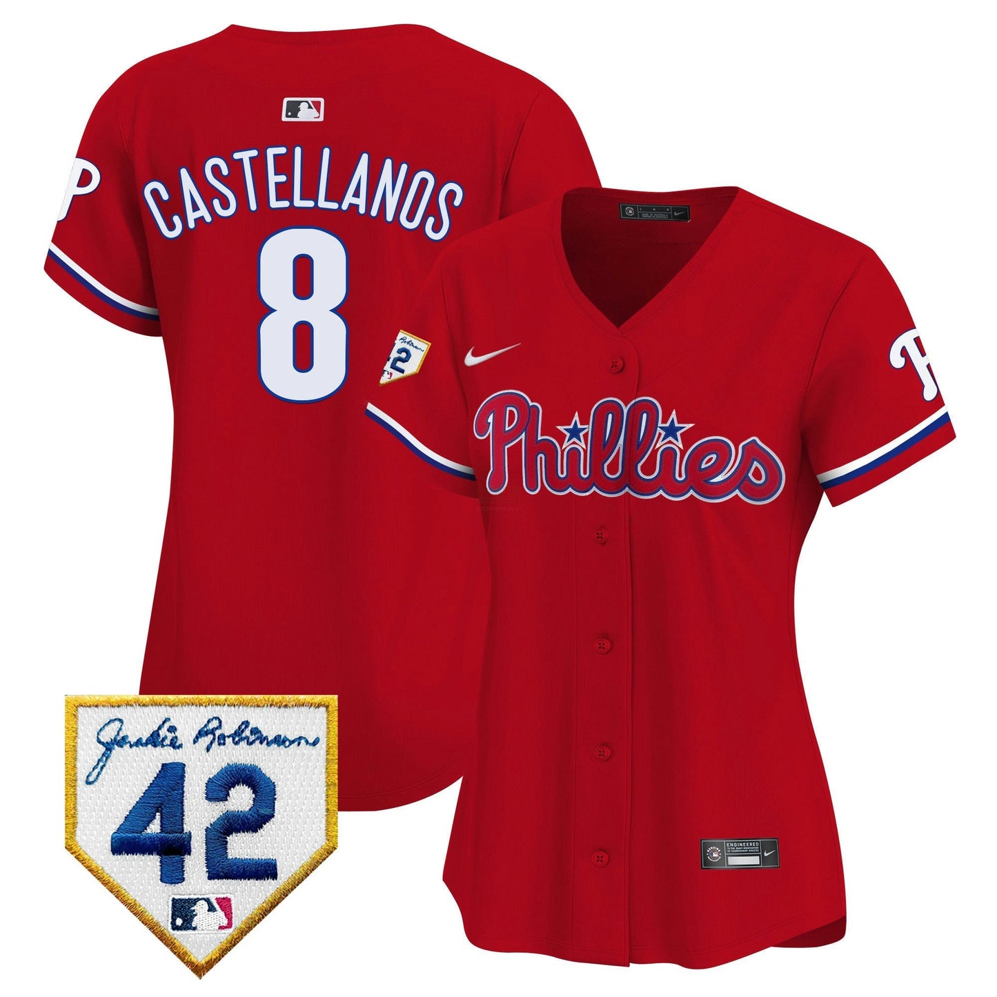 Camisa MLB Philadelphia Phillies Women’s 2024 Jackie Robinson Patch Vapor Premier Limited Jersey