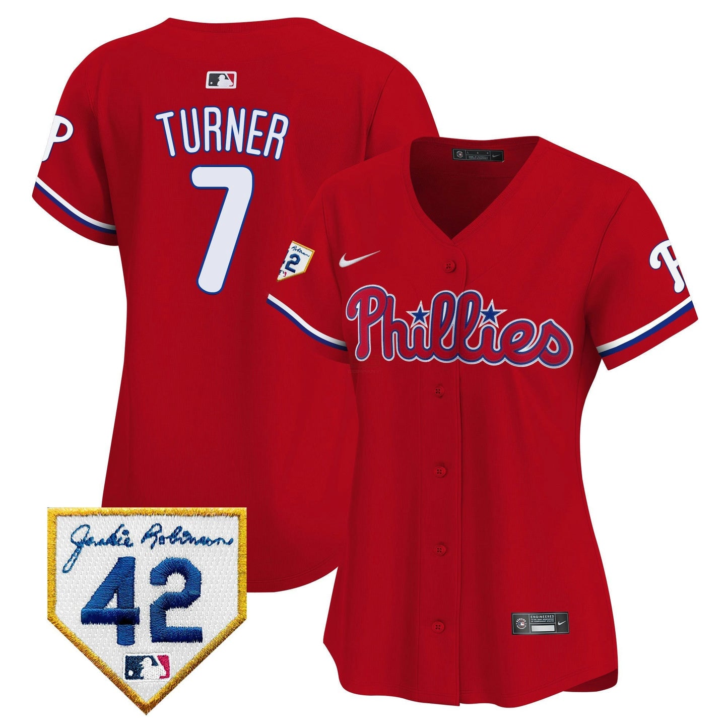 Camisa MLB Philadelphia Phillies Women’s 2024 Jackie Robinson Patch Vapor Premier Limited Jersey