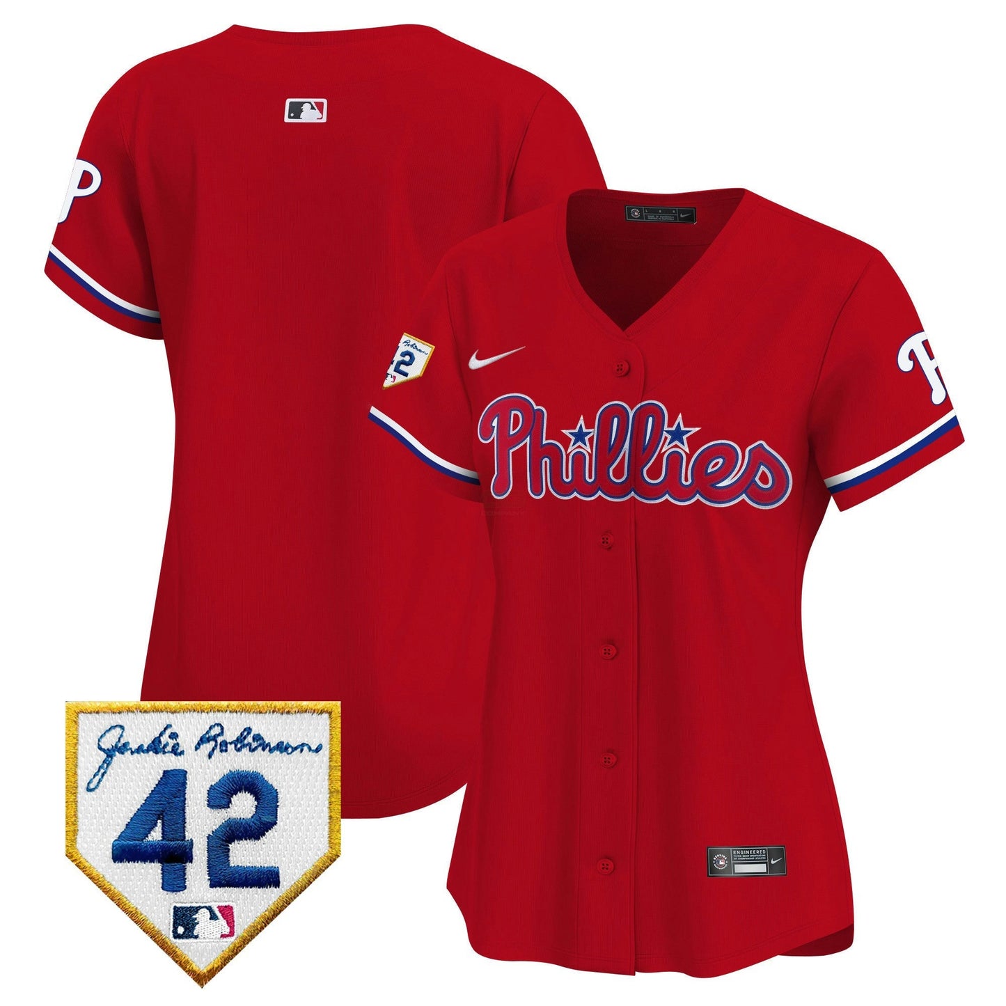 Camisa MLB Philadelphia Phillies Women’s 2024 Jackie Robinson Patch Vapor Premier Limited Jersey