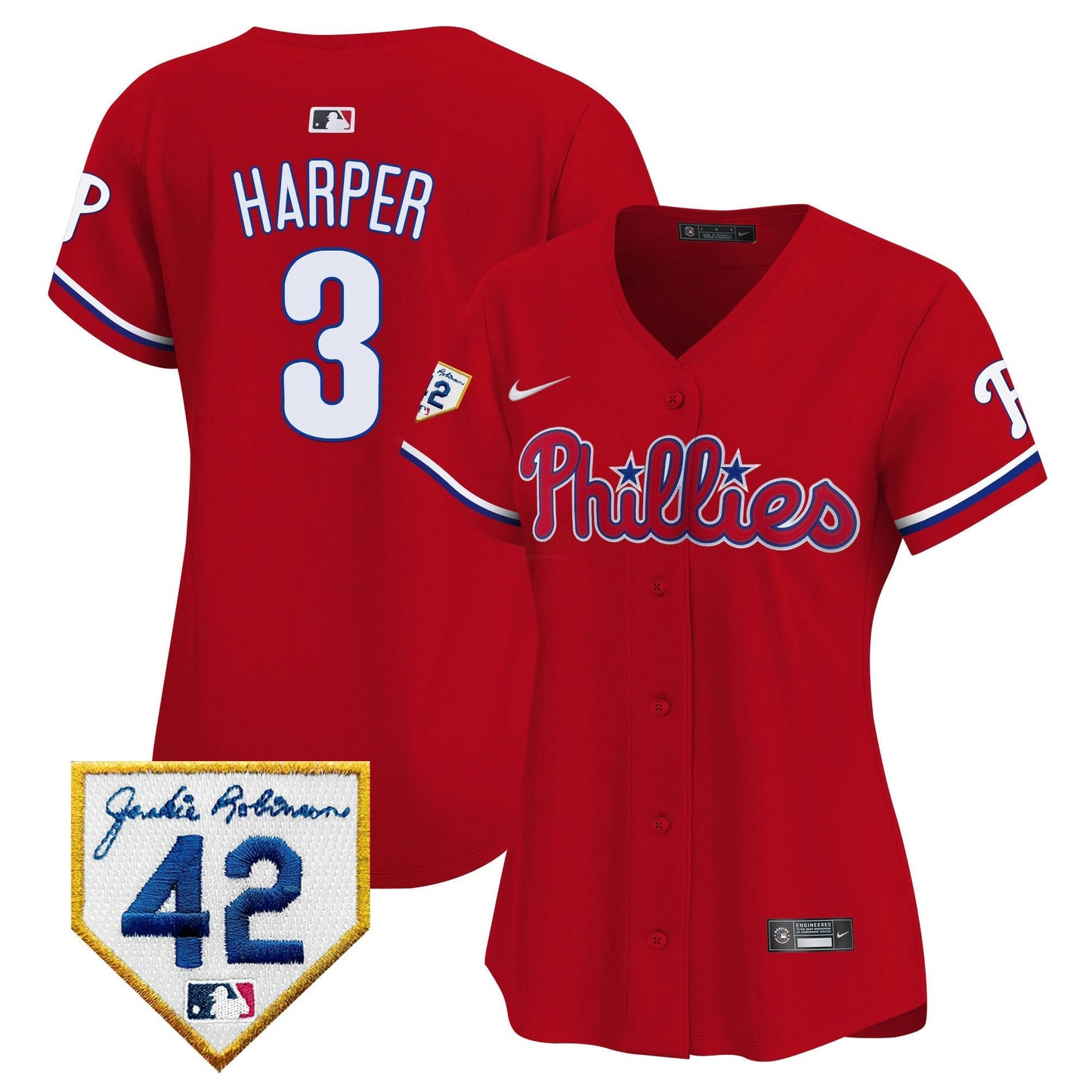 Camisa MLB Philadelphia Phillies Women’s 2024 Jackie Robinson Patch Vapor Premier Limited Jersey