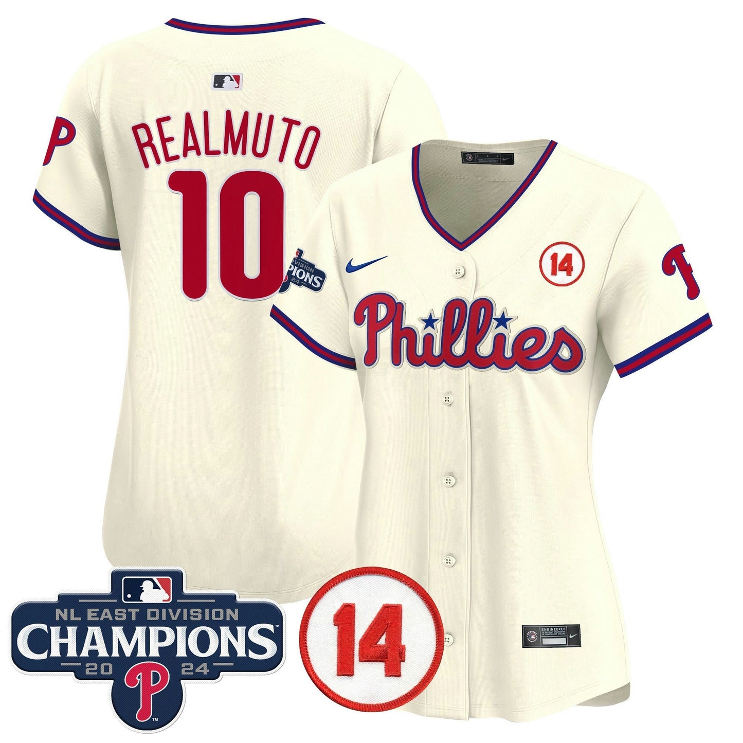Camisa MLB Women’s 2024 NL East Division Champions & Pete Rose Patch Dourada Vapor Premier Limited Jersey