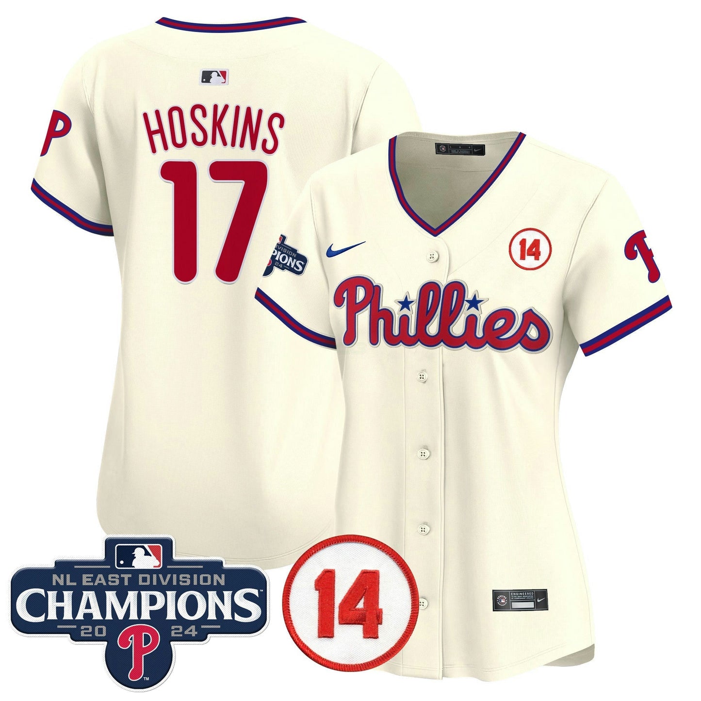 Camisa MLB Women’s 2024 NL East Division Champions & Pete Rose Patch Dourada Vapor Premier Limited Jersey