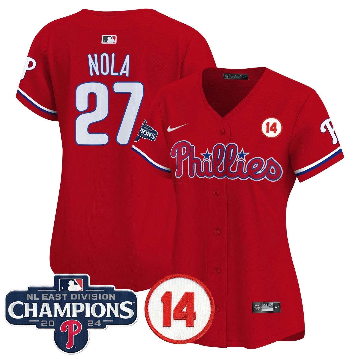 Camisa MLB Women’s 2024 NL East Division Champions & Pete Rose Patch Dourada Vapor Premier Limited Jersey