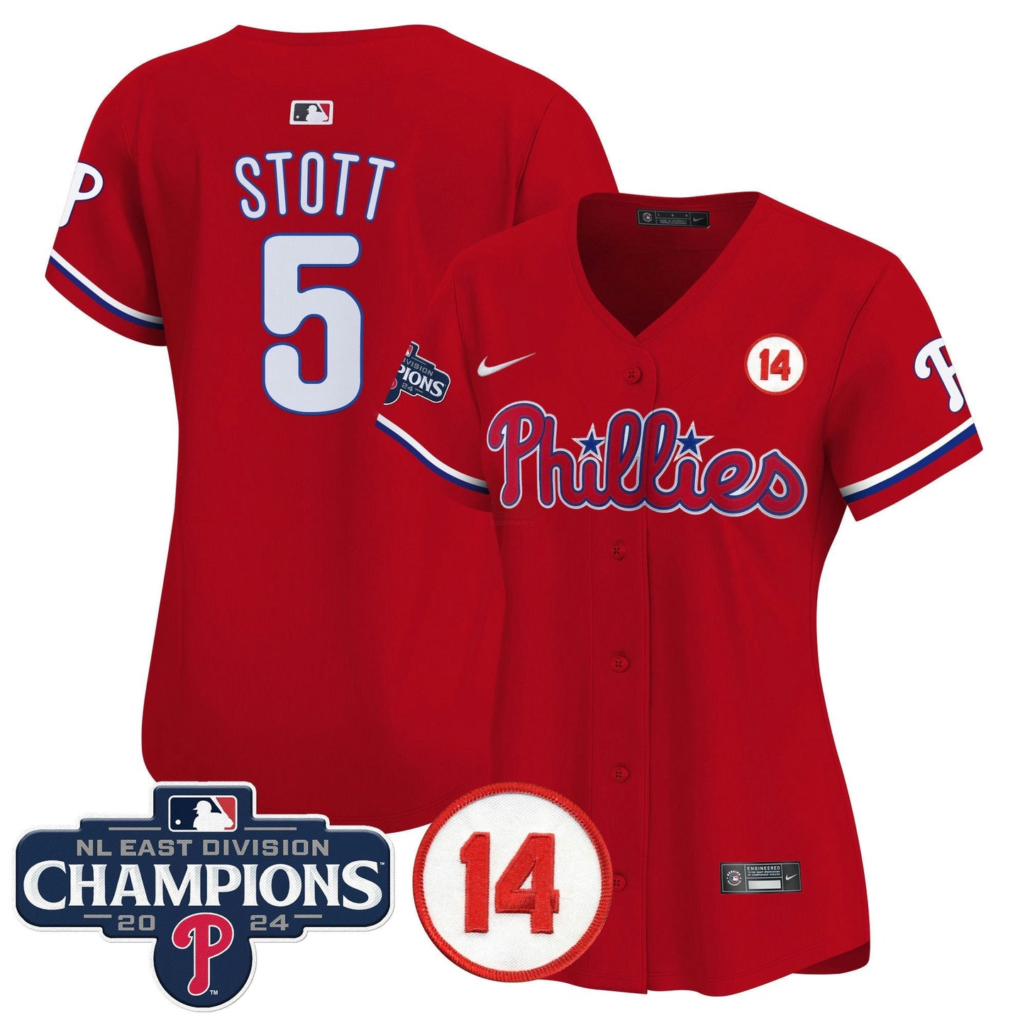 Camisa MLB Women’s 2024 NL East Division Champions & Pete Rose Patch Dourada Vapor Premier Limited Jersey