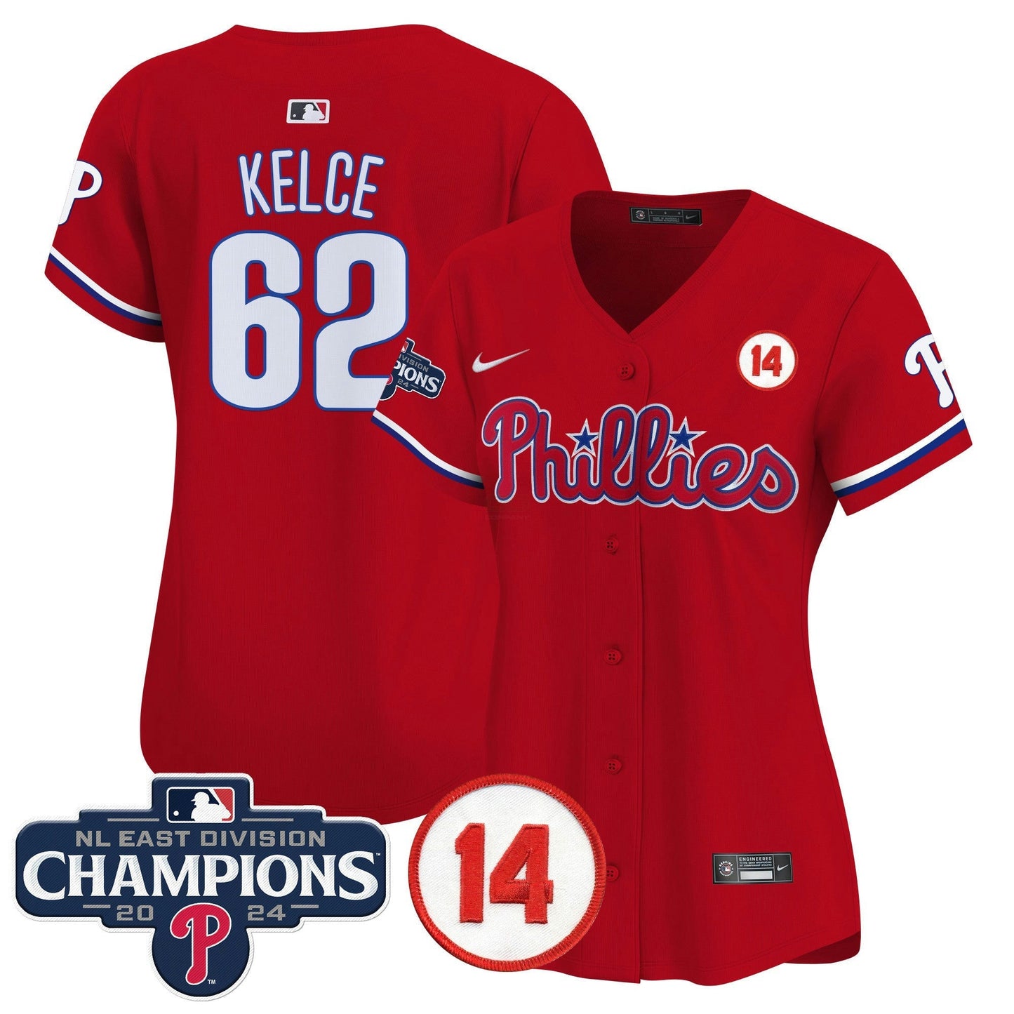 Camisa MLB Women’s 2024 NL East Division Champions & Pete Rose Patch Dourada Vapor Premier Limited Jersey