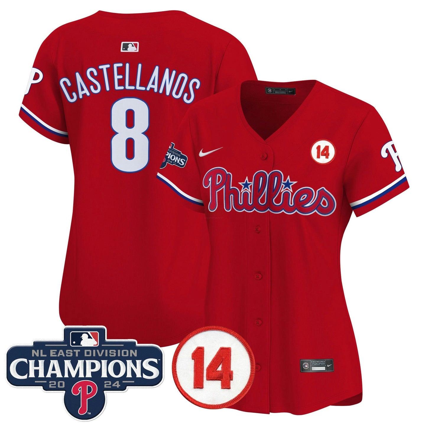 Camisa MLB Women’s 2024 NL East Division Champions & Pete Rose Patch Dourada Vapor Premier Limited Jersey