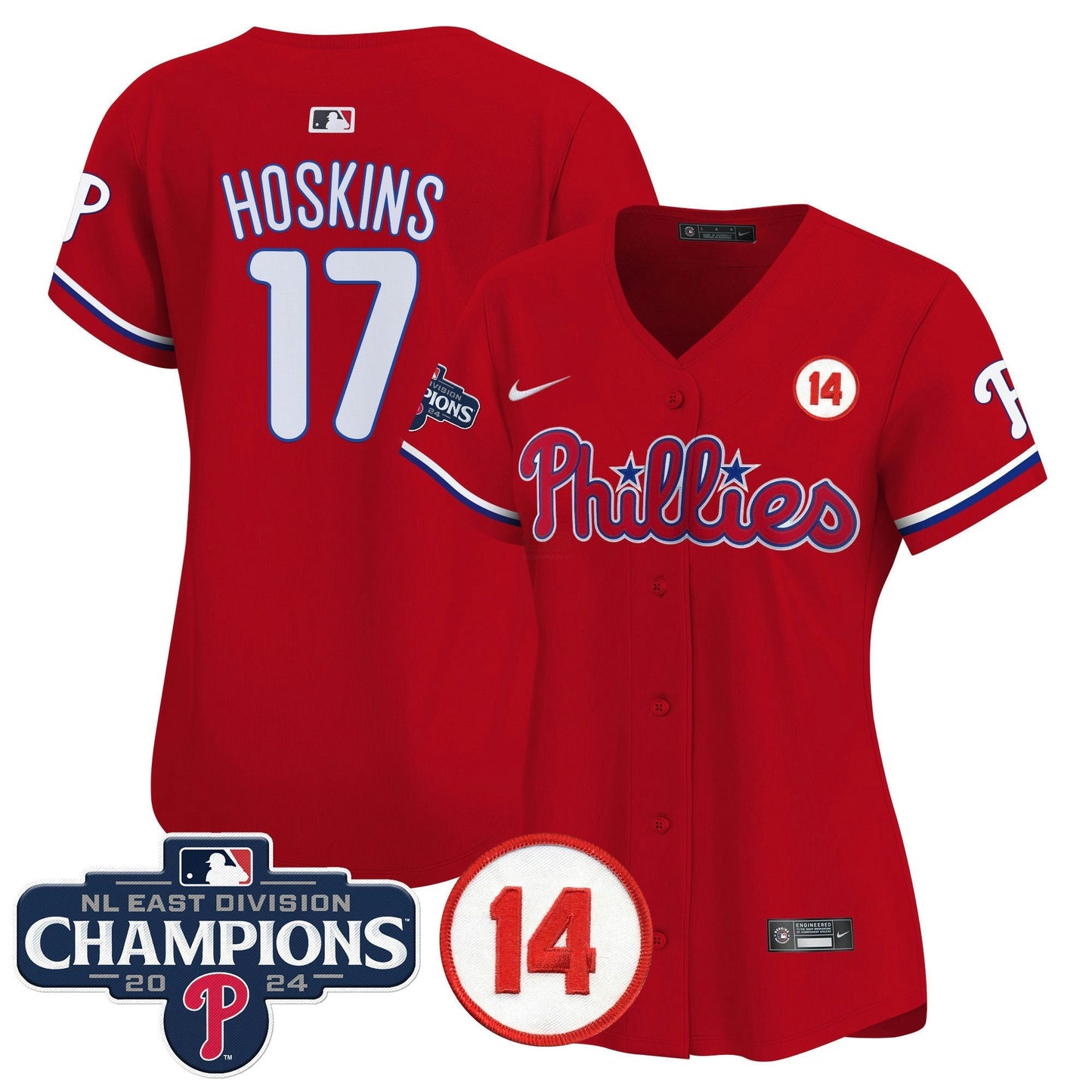 Camisa MLB Women’s 2024 NL East Division Champions & Pete Rose Patch Dourada Vapor Premier Limited Jersey