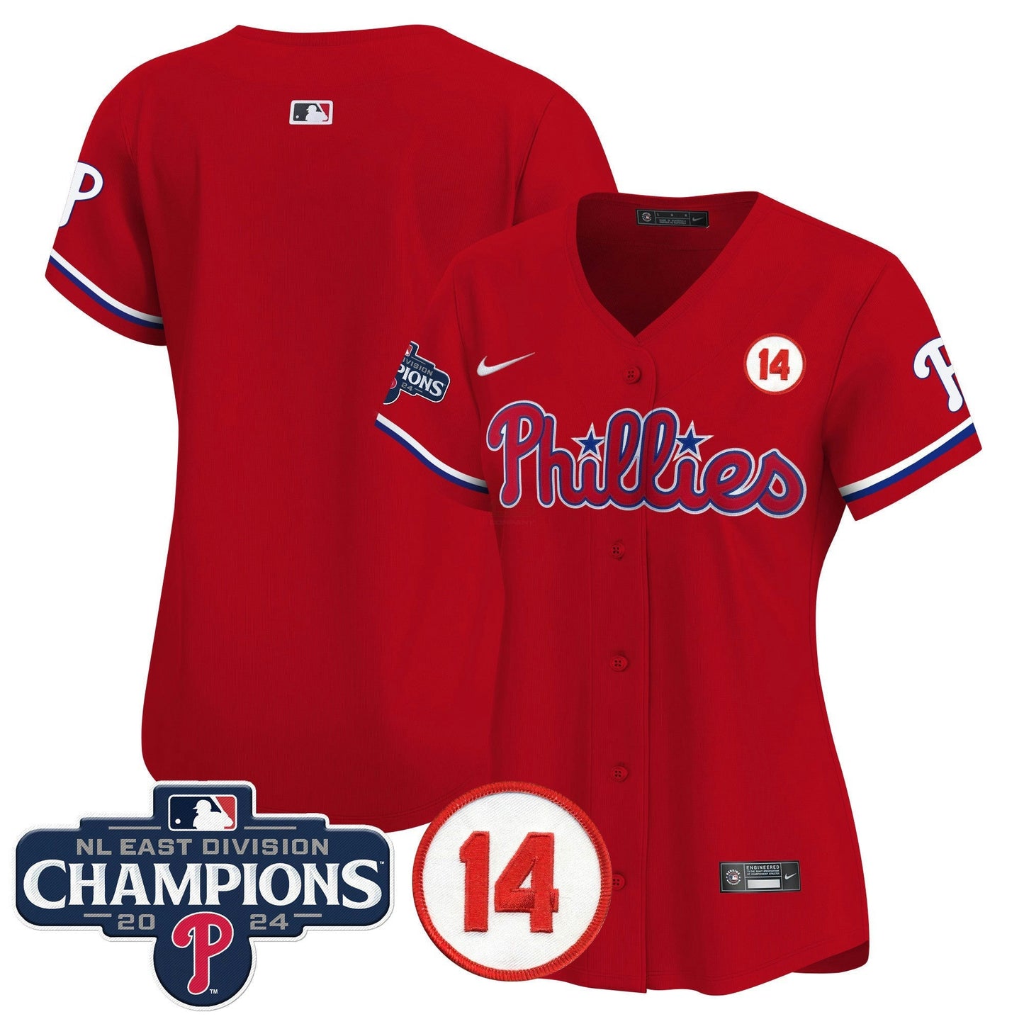 Camisa MLB Women’s 2024 NL East Division Champions & Pete Rose Patch Dourada Vapor Premier Limited Jersey