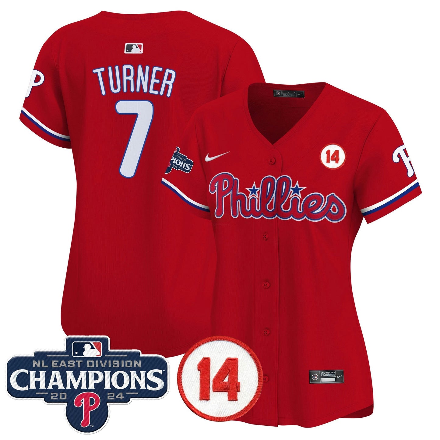 Camisa MLB Women’s 2024 NL East Division Champions & Pete Rose Patch Dourada Vapor Premier Limited Jersey