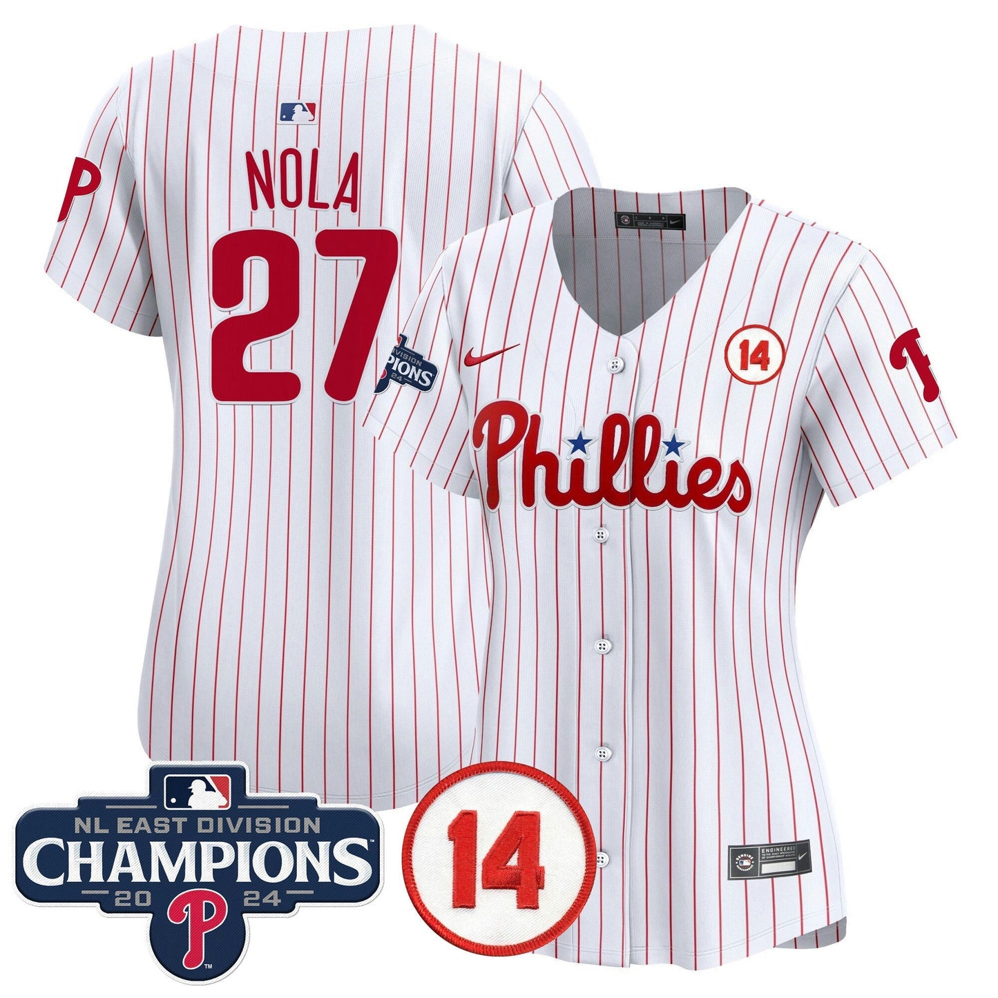 Camisa MLB Women’s 2024 NL East Division Champions & Pete Rose Patch Dourada Vapor Premier Limited Jersey