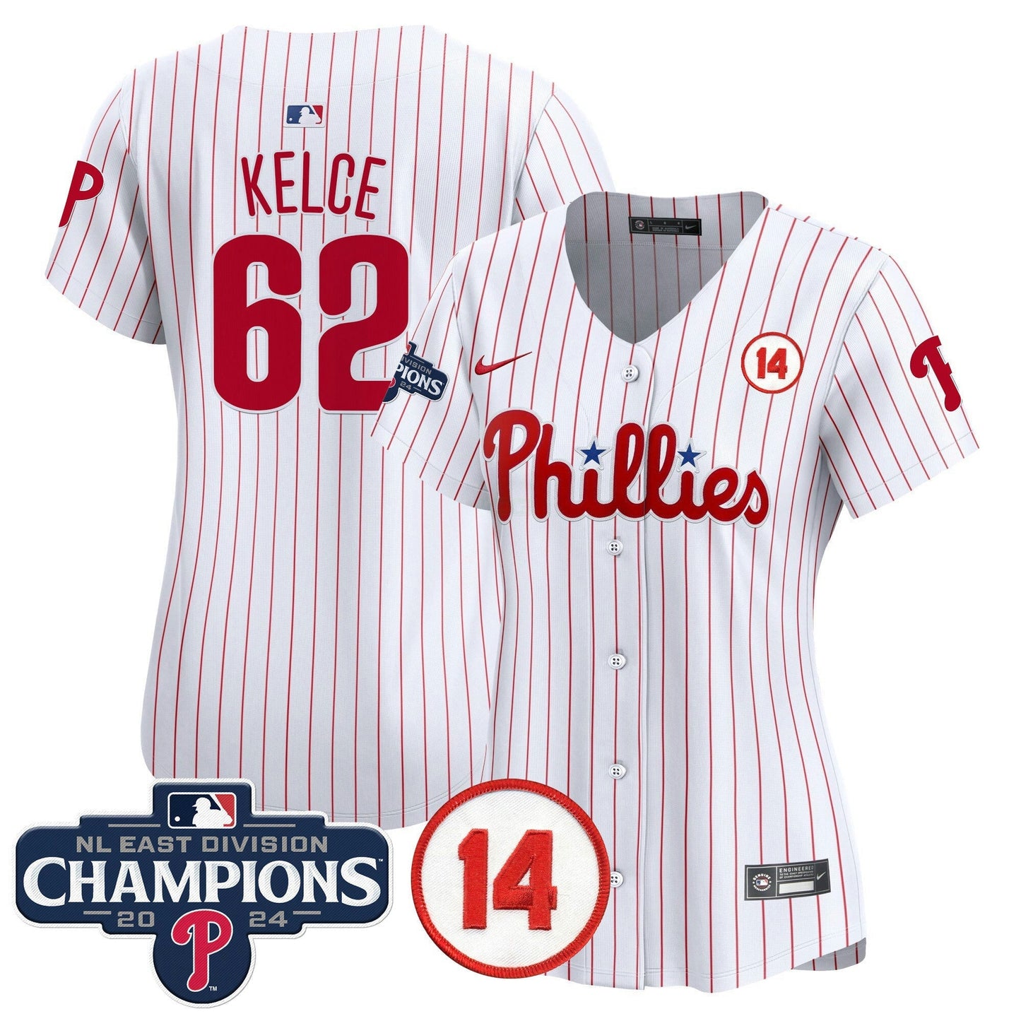 Camisa MLB Women’s 2024 NL East Division Champions & Pete Rose Patch Dourada Vapor Premier Limited Jersey