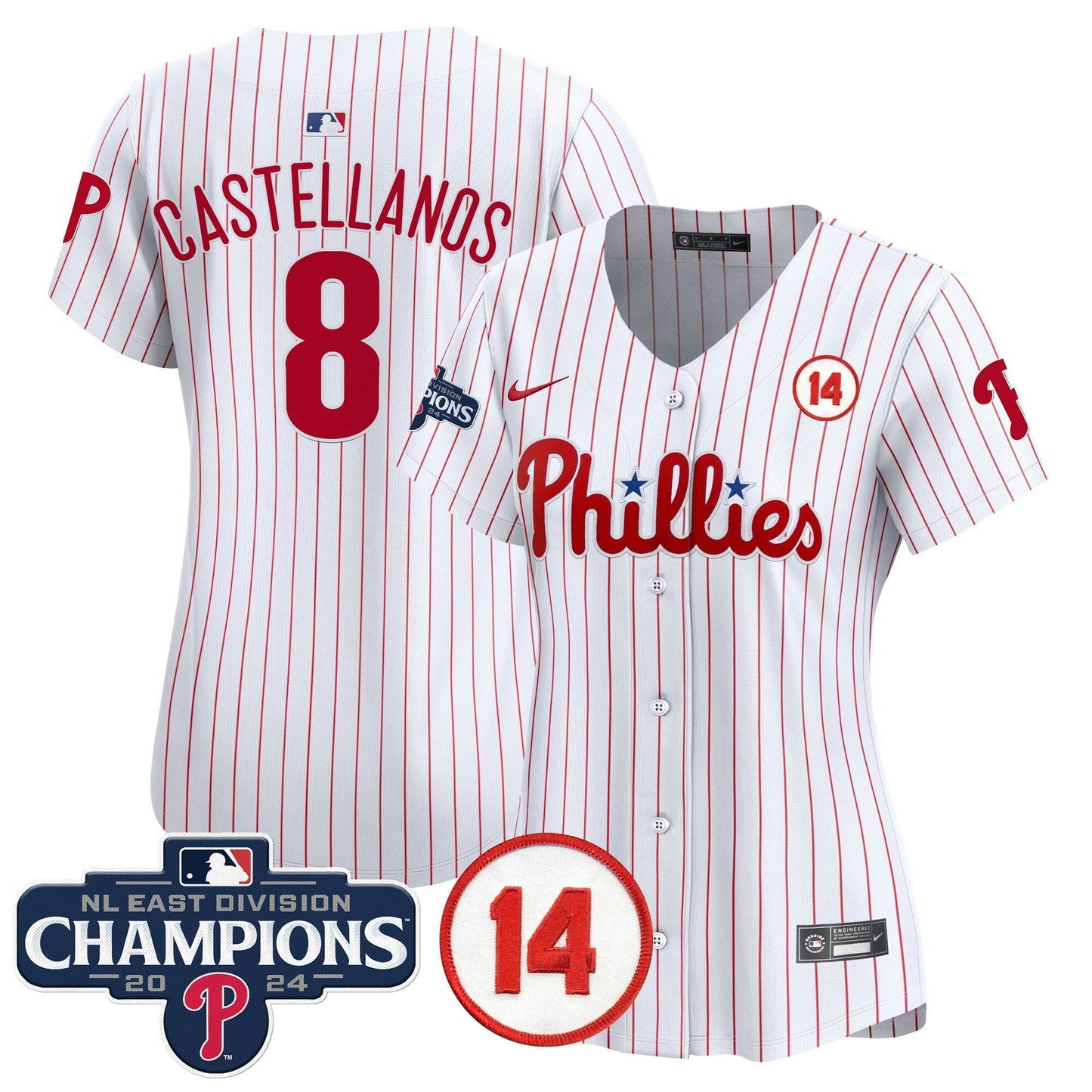 Camisa MLB Women’s 2024 NL East Division Champions & Pete Rose Patch Dourada Vapor Premier Limited Jersey