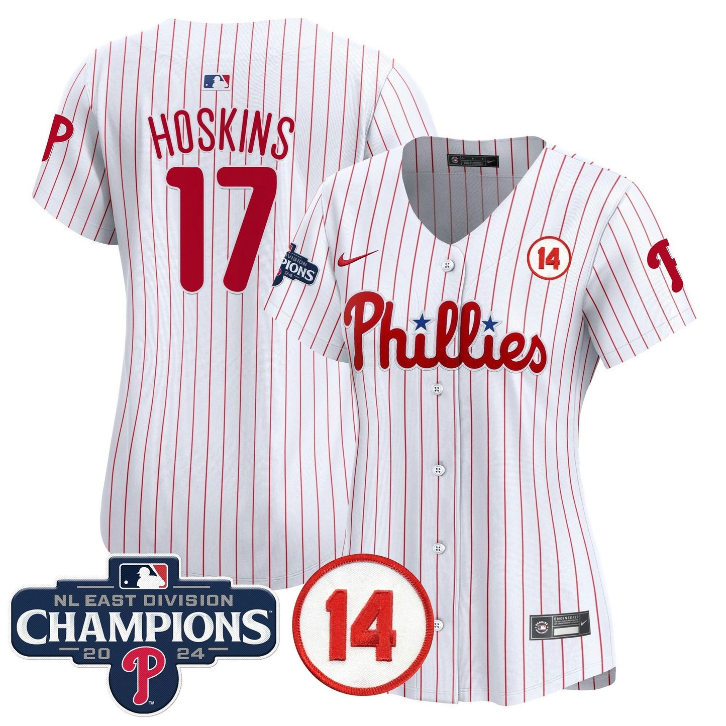 Camisa MLB Women’s 2024 NL East Division Champions & Pete Rose Patch Dourada Vapor Premier Limited Jersey