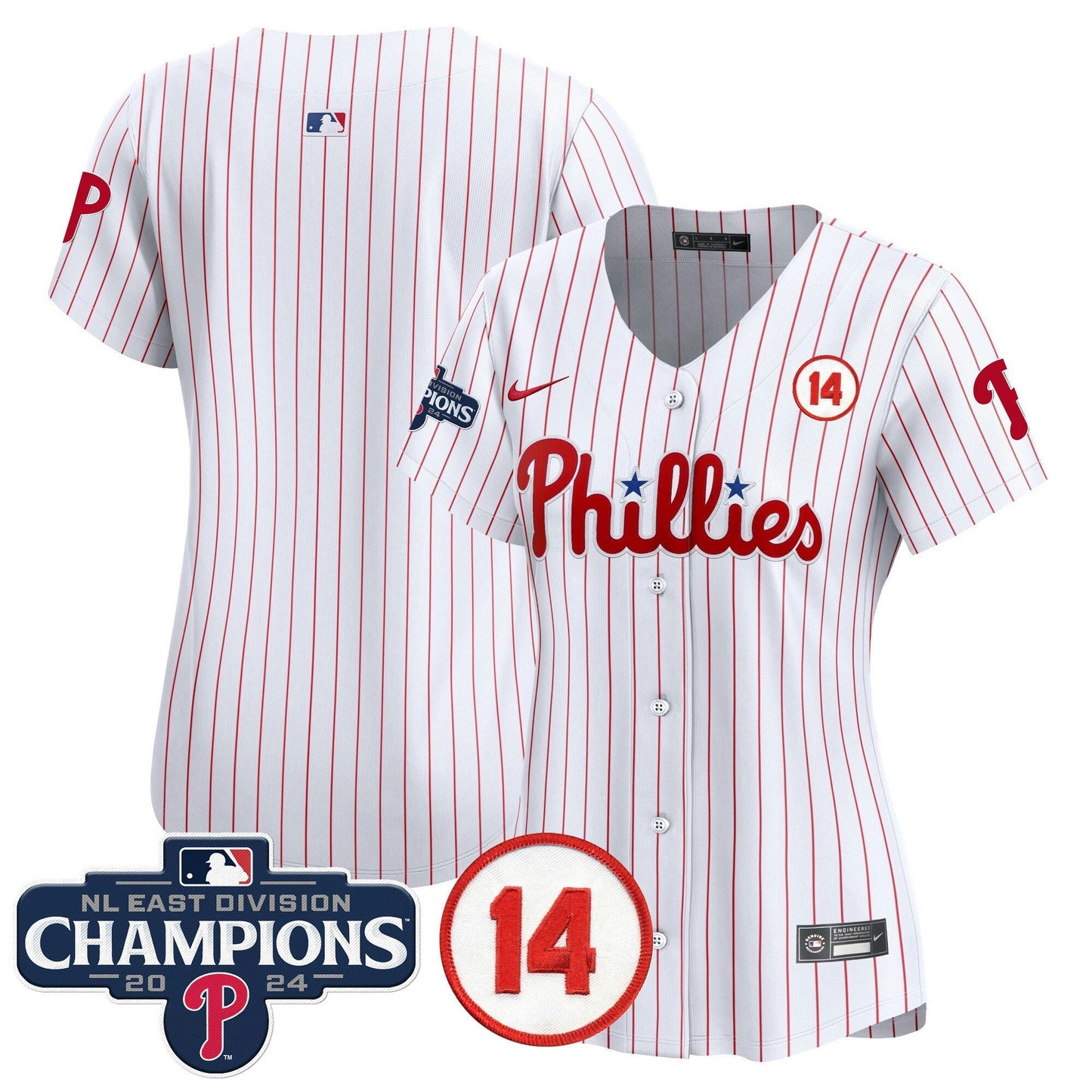 Camisa MLB Women’s 2024 NL East Division Champions & Pete Rose Patch Dourada Vapor Premier Limited Jersey