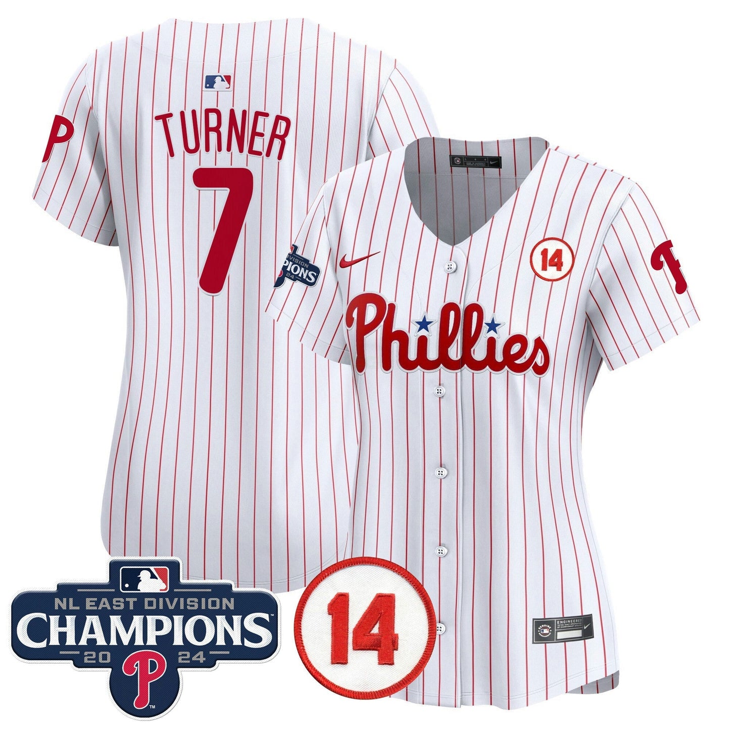Camisa MLB Women’s 2024 NL East Division Champions & Pete Rose Patch Dourada Vapor Premier Limited Jersey