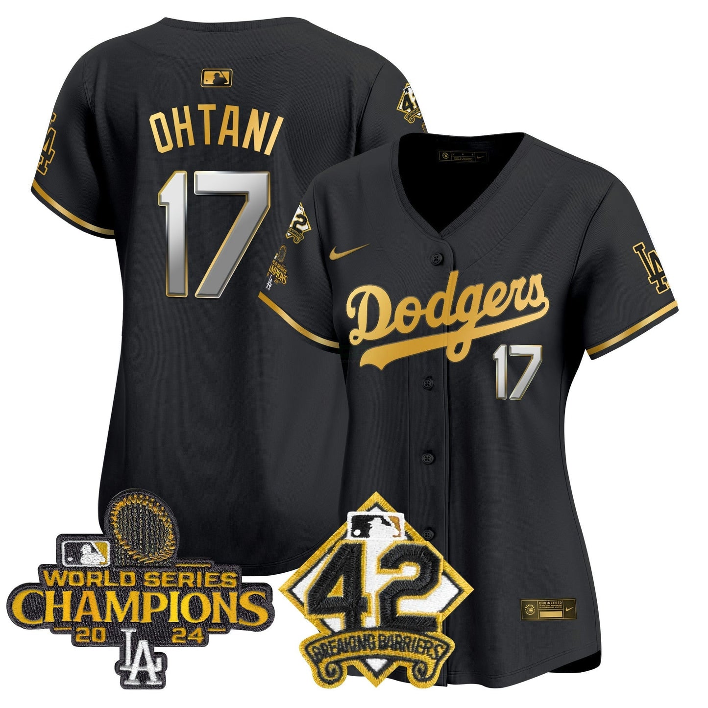 Camisa MLB Women’s 2024 World Series Champions & Jackie Robinson Patch Vapor Premier Limited Jersey