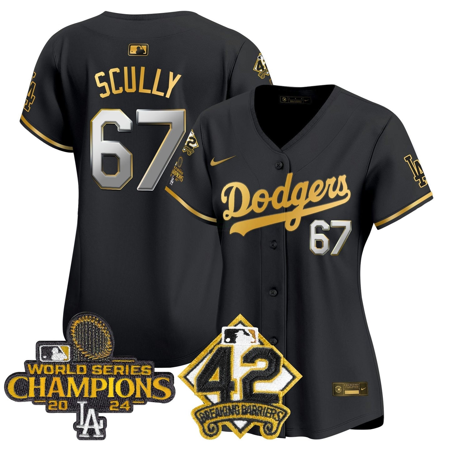 Camisa MLB Women’s 2024 World Series Champions & Jackie Robinson Patch Vapor Premier Limited Jersey