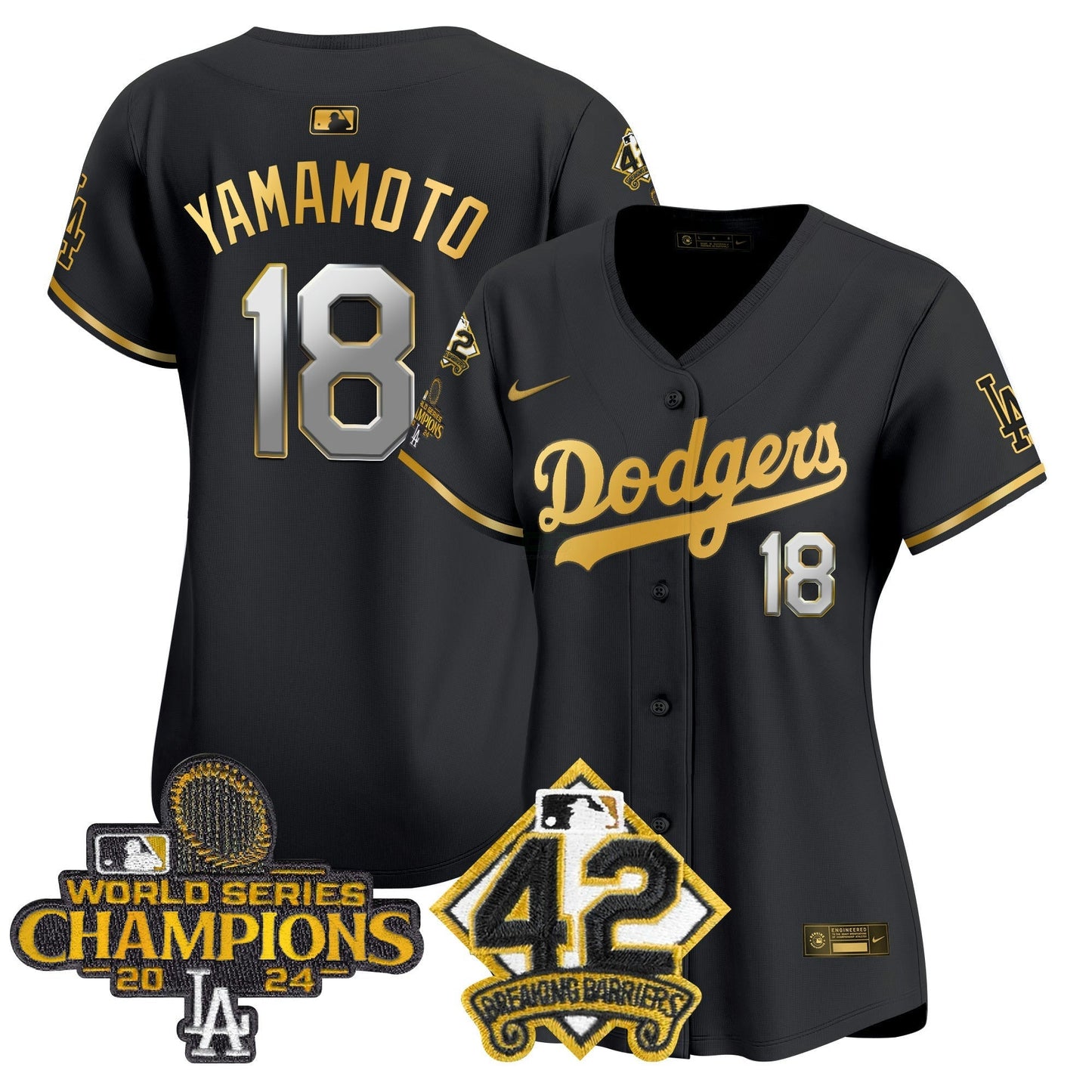 Camisa MLB Women’s 2024 World Series Champions & Jackie Robinson Patch Vapor Premier Limited Jersey