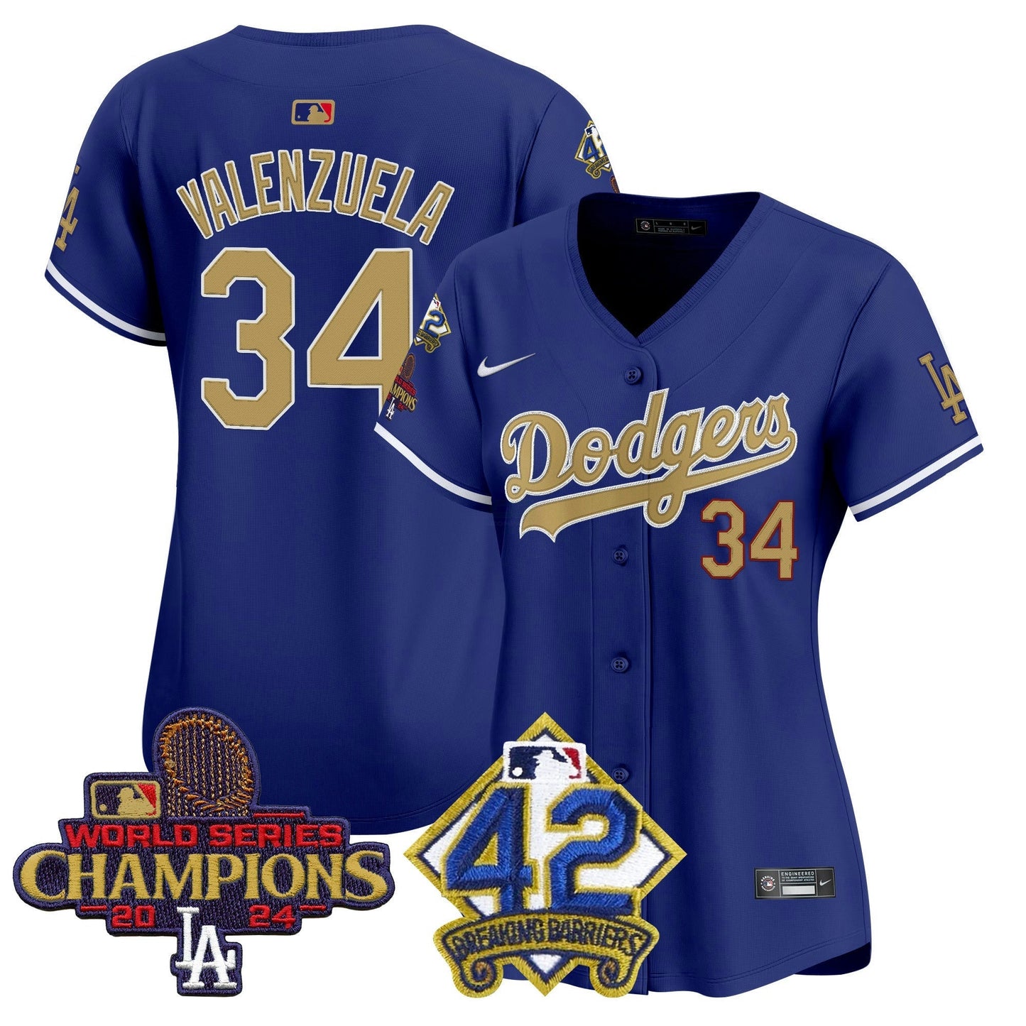Camisa MLB Women’s 2024 World Series Champions & Jackie Robinson Patch Vapor Premier Limited Jersey