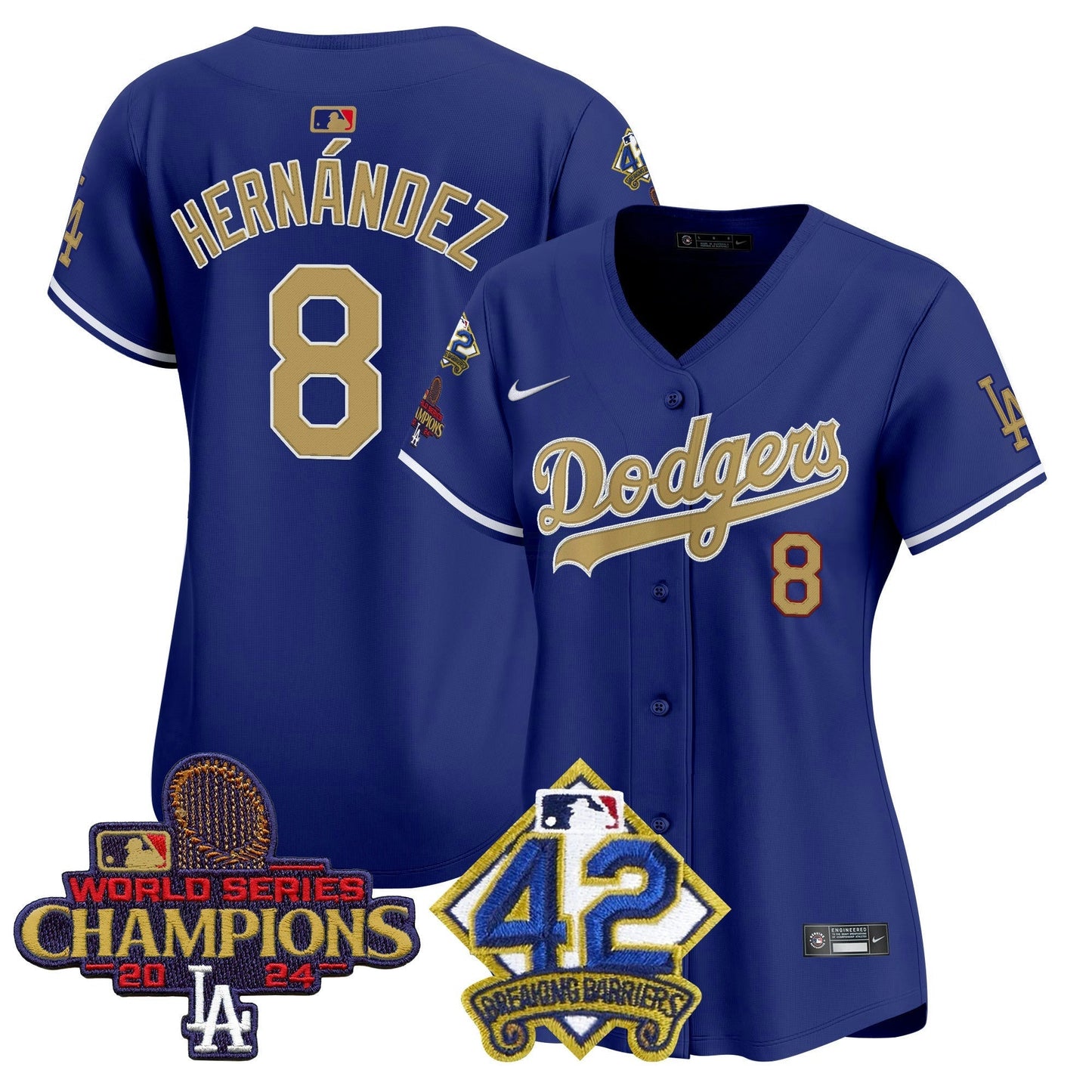 Camisa MLB Women’s 2024 World Series Champions & Jackie Robinson Patch Vapor Premier Limited Jersey