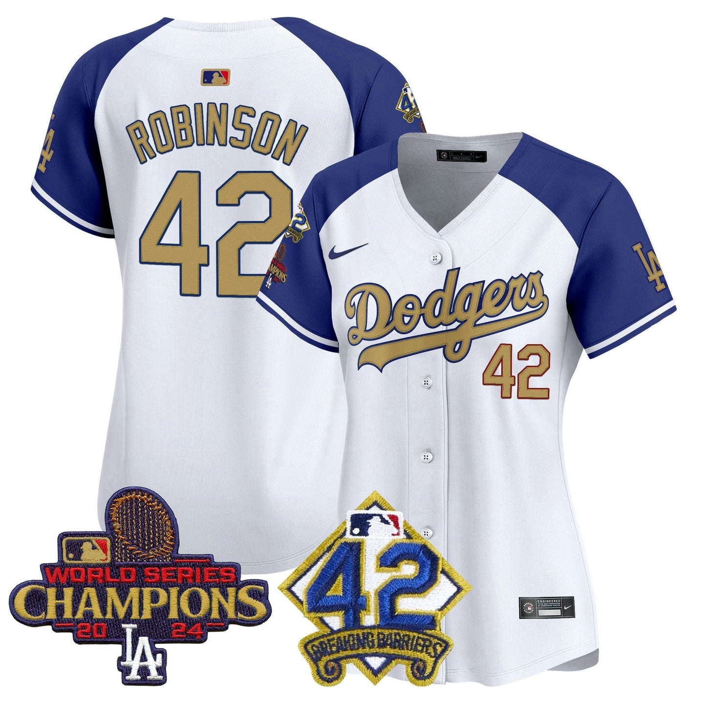 Camisa MLB Women’s 2024 World Series Champions & Jackie Robinson Patch Vapor Premier Limited Jersey