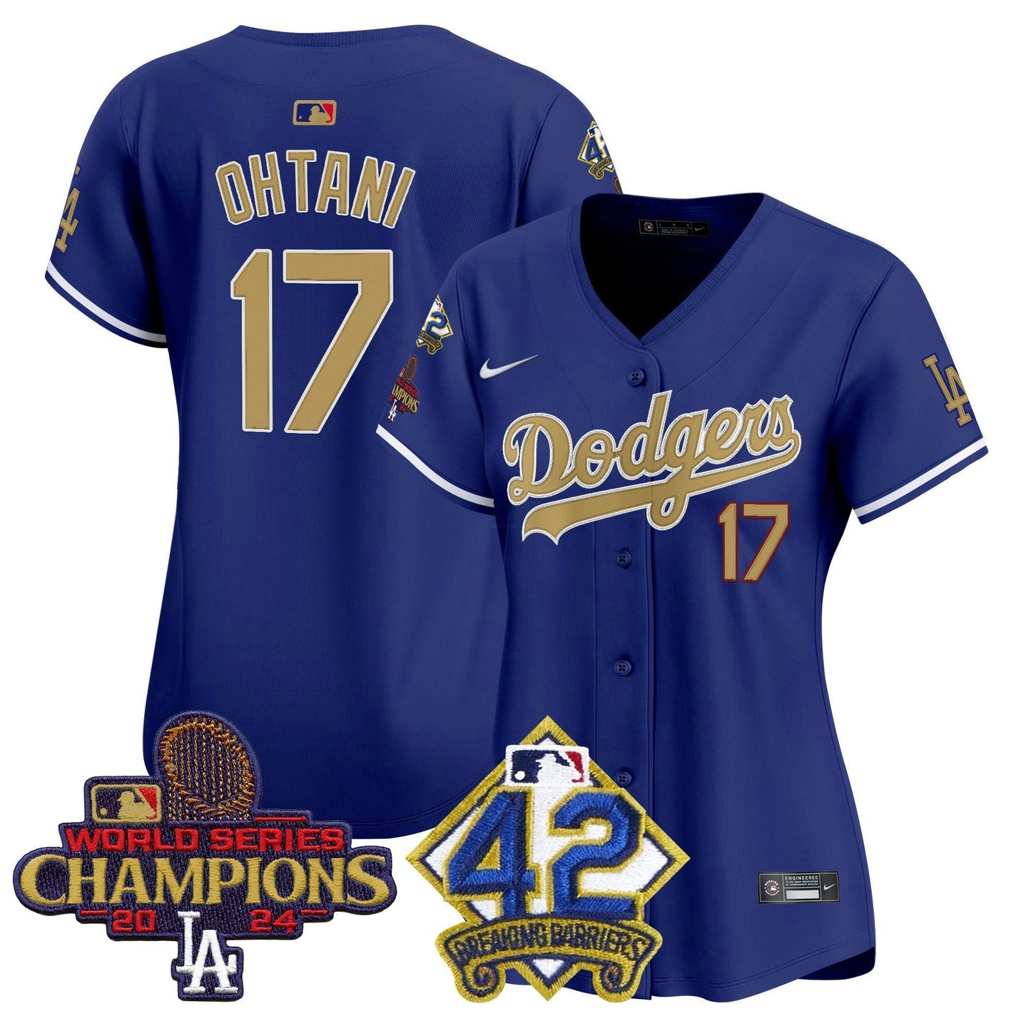Camisa MLB Women’s 2024 World Series Champions & Jackie Robinson Patch Vapor Premier Limited Jersey