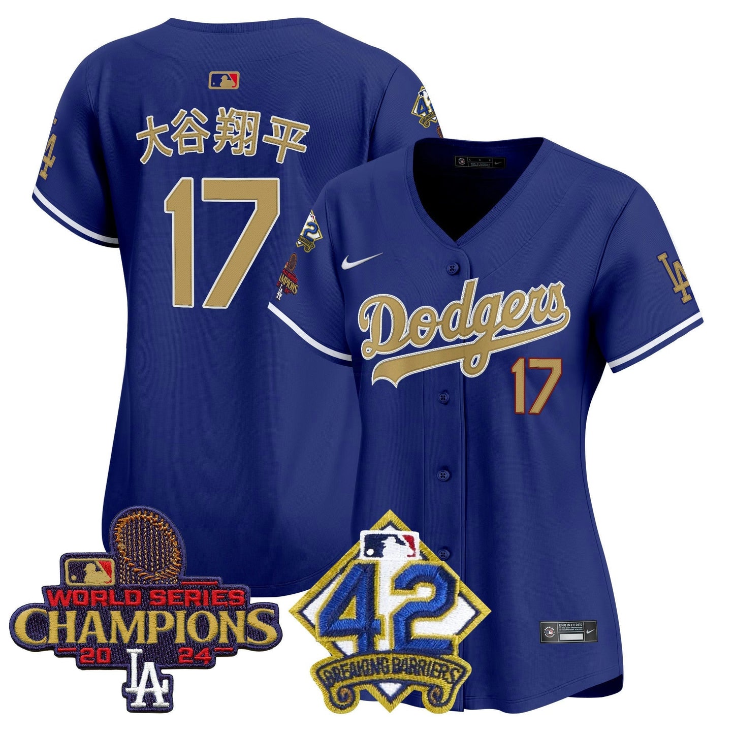 Camisa MLB Women’s 2024 World Series Champions & Jackie Robinson Patch Vapor Premier Limited Jersey