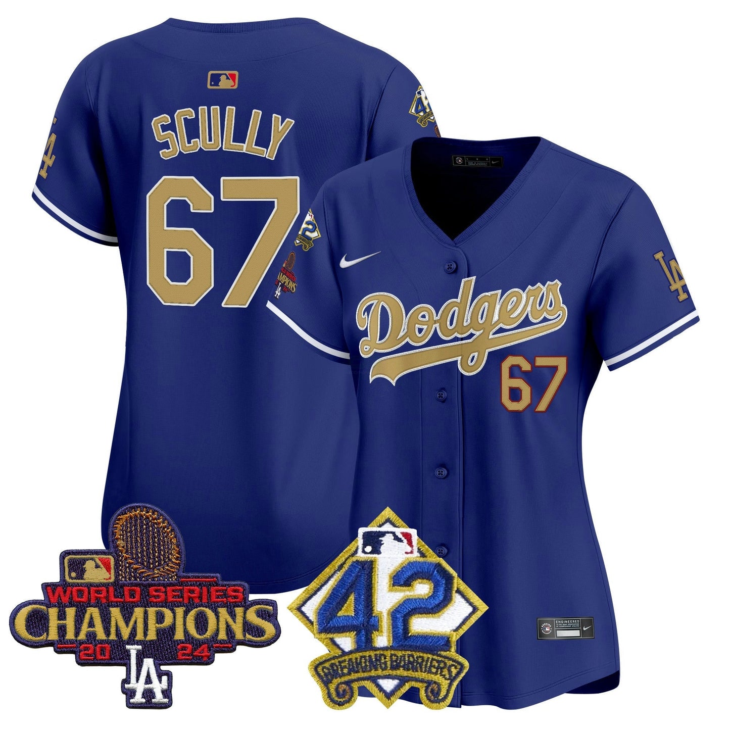 Camisa MLB Women’s 2024 World Series Champions & Jackie Robinson Patch Vapor Premier Limited Jersey