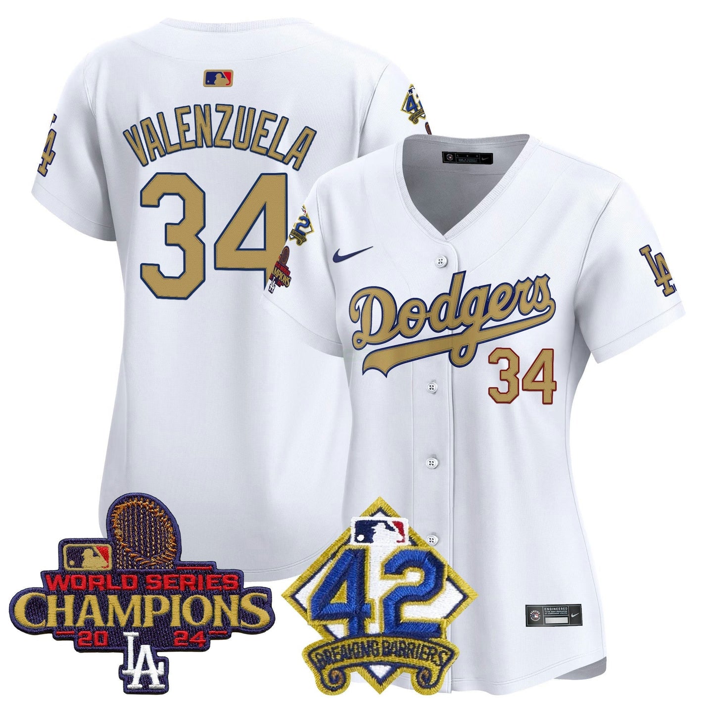 Camisa MLB Women’s 2024 World Series Champions & Jackie Robinson Patch Vapor Premier Limited Jersey