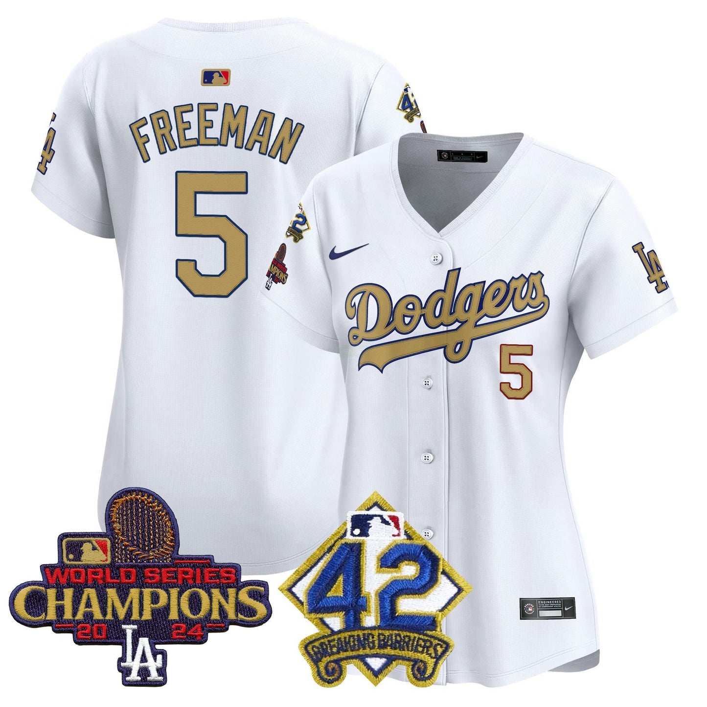 Camisa MLB Women’s 2024 World Series Champions & Jackie Robinson Patch Vapor Premier Limited Jersey