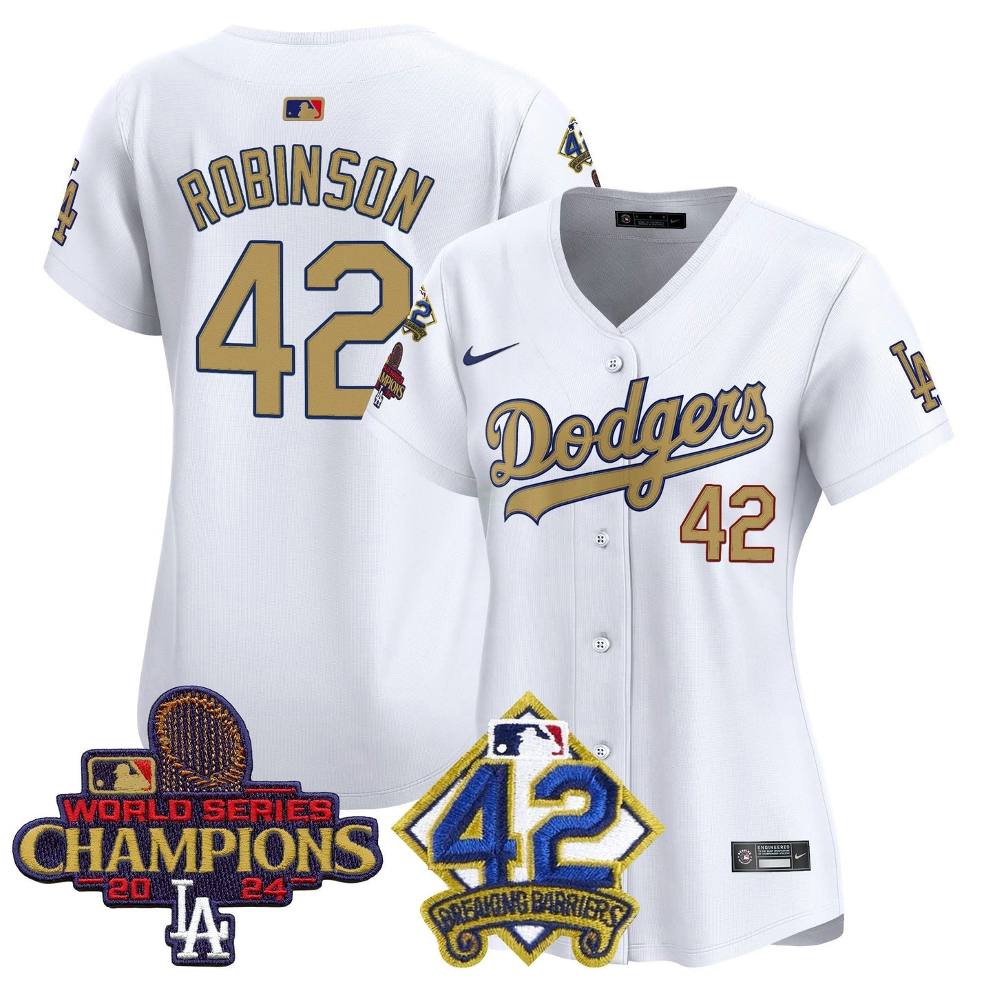 Camisa MLB Women’s 2024 World Series Champions & Jackie Robinson Patch Vapor Premier Limited Jersey
