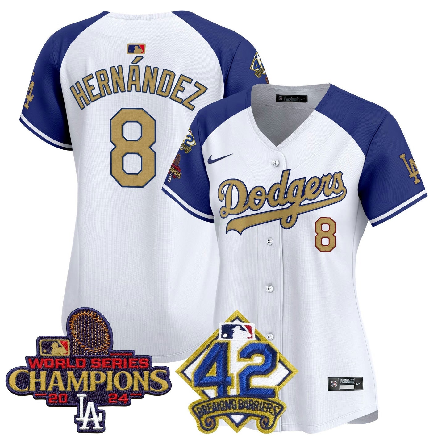 Camisa MLB Women’s 2024 World Series Champions & Jackie Robinson Patch Vapor Premier Limited Jersey