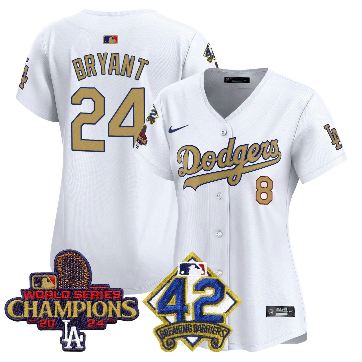 Camisa MLB Women’s 2024 World Series Champions & Jackie Robinson Patch Vapor Premier Limited Jersey