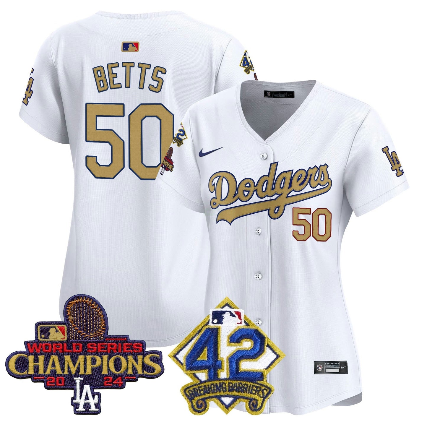 Camisa MLB Women’s 2024 World Series Champions & Jackie Robinson Patch Vapor Premier Limited Jersey